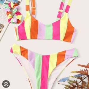 Colorful Striped Bikini Set
